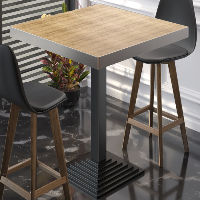 BPY | Bistro Steintable | 70 x 70 x 114 cm | Rustfritt stål kant | Firkantet | Eik / Svart BPY | Bistro Steintable | 70 x 70 x 114 cm | Rustfritt stål kant | Firkantet | Eik / Svart