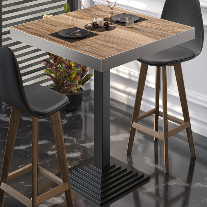 BPY | Bistro Stehtisch | 70 x 70 x 114 cm | Rustfritt stål kant | Firkantet | Sheesham / Svart BPY | Bistro Stehtisch | 70 x 70 x 114 cm | Rustfritt stål kant | Firkantet | Sheesham / Svart