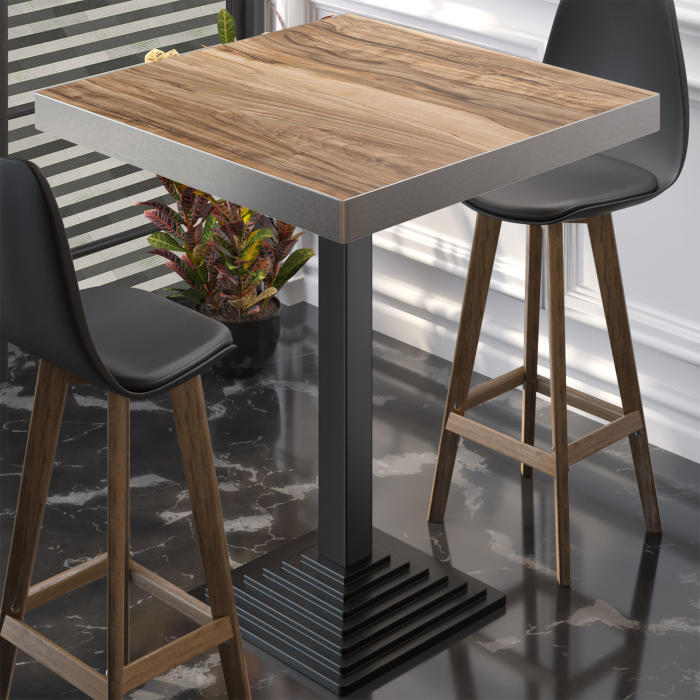 BPY | Bistro Stehtisch | 70 x 70 x 114 cm | Rustfritt stål kant | Firkantet | Sheesham / Svart BPY | Bistro Stehtisch | 70 x 70 x 114 cm | Rustfritt stål kant | Firkantet | Sheesham / Svart