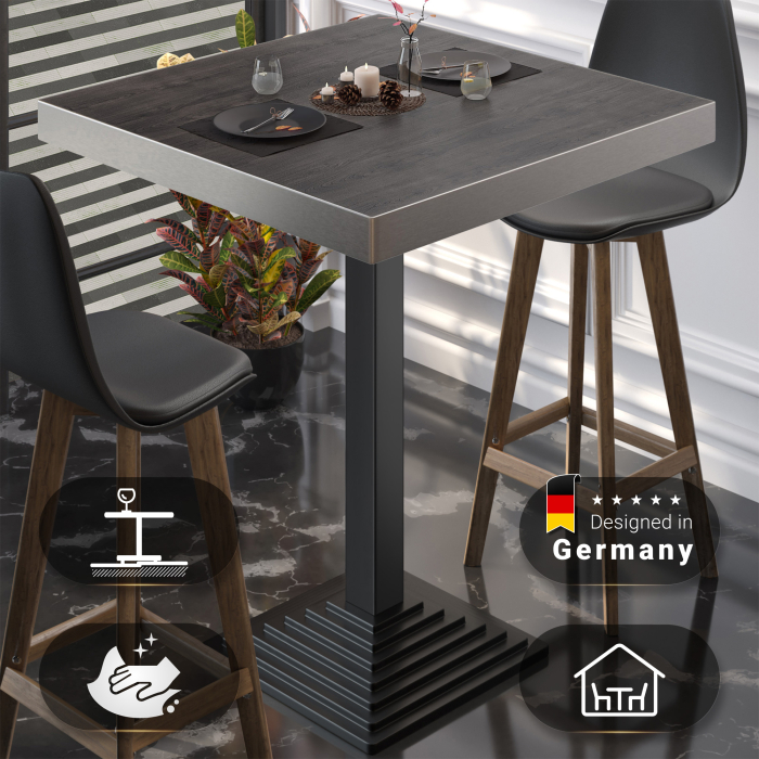 BPY | Bistro Steht bord | 70 x 70 x 114 cm | Rustfritt stål kant | Firkantet | Wenge / Svart