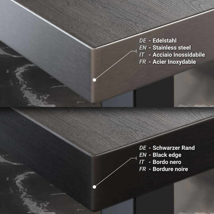 BPY | Bistro Steht bord | 70 x 70 x 114 cm | Rustfritt stål kant | Firkantet | Wenge / Svart