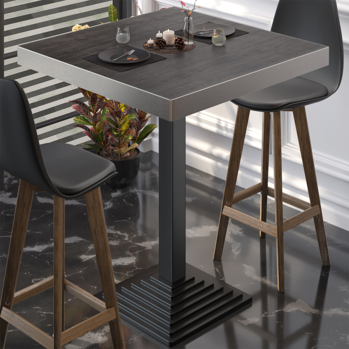 BPY | Bistro Steht bord | 70 x 70 x 114 cm | Rustfritt stål kant | Firkantet | Wenge / Svart