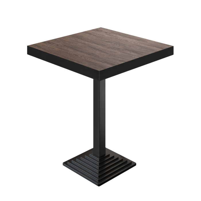 BPY | Bistro Stehtisch | 70 x 70 x 114 cm | Schwarzer Rand | Quadratisch | Light Wenge / Schwarz