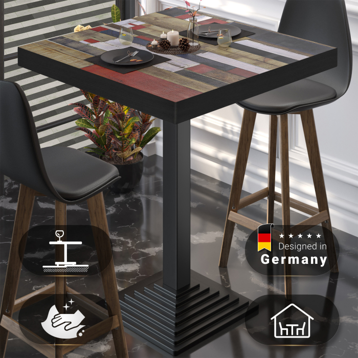 BPY | Bistro Stehtisch | 70 x 70 x 114 cm | Svart kant | Firkantet | Vintage Fargerik / Svart BPY | Bistro Stehtisch | 70 x 70 x 114 cm | Svart kant | Firkantet | Vintage Fargerik / Svart