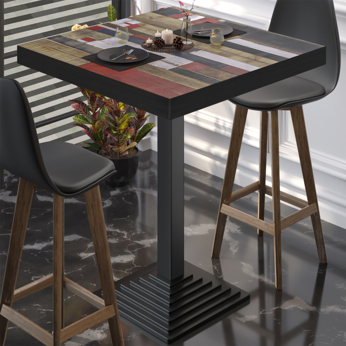 BPY | Bistro Stehtisch | 70 x 70 x 114 cm | Svart kant | Firkantet | Vintage Fargerik / Svart BPY | Bistro Stehtisch | 70 x 70 x 114 cm | Svart kant | Firkantet | Vintage Fargerik / Svart