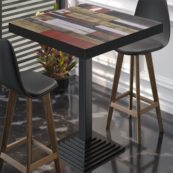 BPY | Bistro Stehtisch | 70 x 70 x 114 cm | Svart kant | Firkantet | Vintage Fargerik / Svart BPY | Bistro Stehtisch | 70 x 70 x 114 cm | Svart kant | Firkantet | Vintage Fargerik / Svart