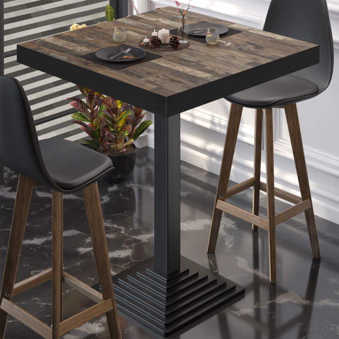 BPY | Bistro Stehtabell | 70 x 70 x 114 cm | Svart kant | Kvadratisk | Vintage Old / Svart
