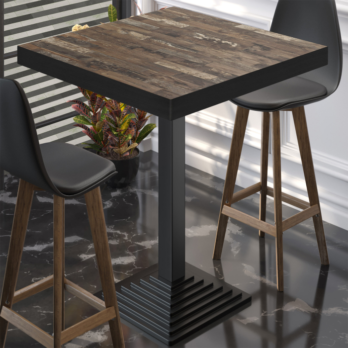 BPY | Bistro Stehtabell | 70 x 70 x 114 cm | Svart kant | Kvadratisk | Vintage Old / Svart