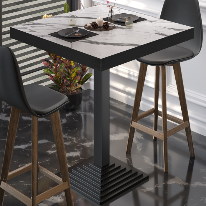 BPY | Bistro Stehtisch | 70 x 70 x 114 cm | Svart kant | Firkantet | Hvit marmor / Svart BPY | Bistro Stehtisch | 70 x 70 x 114 cm | Svart kant | Firkantet | Hvit marmor / Svart