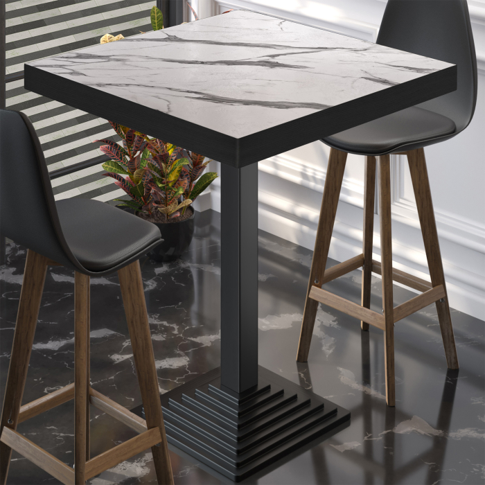 BPY | Bistro Stehtisch | 70 x 70 x 114 cm | Svart kant | Firkantet | Hvit marmor / Svart BPY | Bistro Stehtisch | 70 x 70 x 114 cm | Svart kant | Firkantet | Hvit marmor / Svart