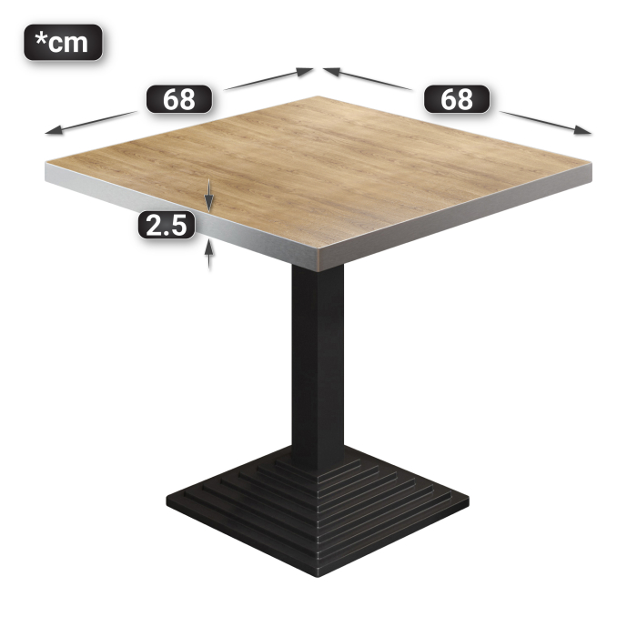 BPY | Bistrobord | 70 x 70 x 78,5 cm | Firkantet | Eg / Sort