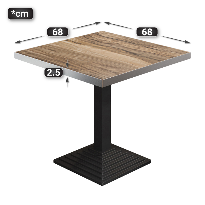 BPY | Bistrobord | 70 x 70 x 78,5 cm | Firkantet | Sheesham / Sort