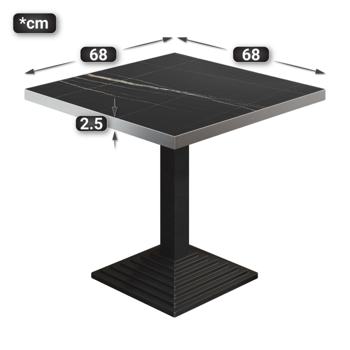 BPY | Bistrobord | 70 x 70 x 78,5 cm | Firkantet | Sort marmor / Sort BPY | Bistrobord | 70 x 70 x 78,5 cm | Firkantet | Sort marmor / Sort