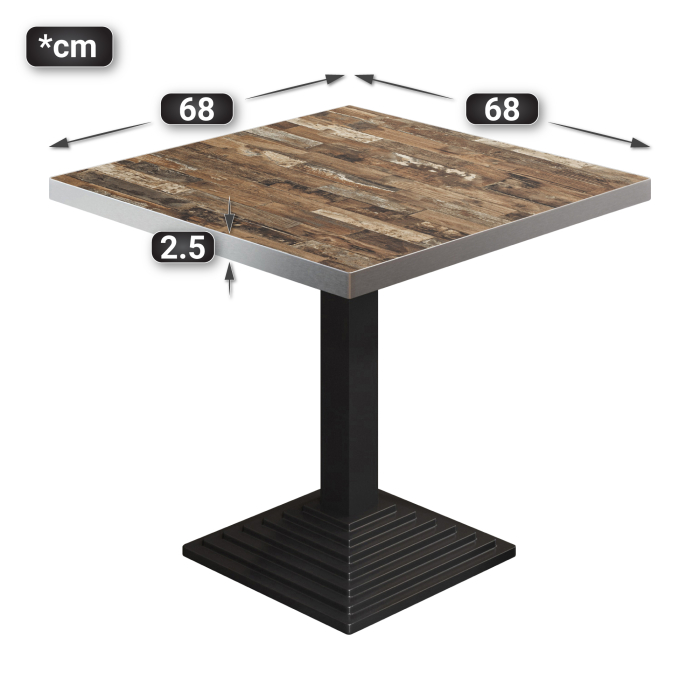 BPY | Bistrobord | 70 x 70 x 78,5 cm | Firkantet | Vintage Old / Sort