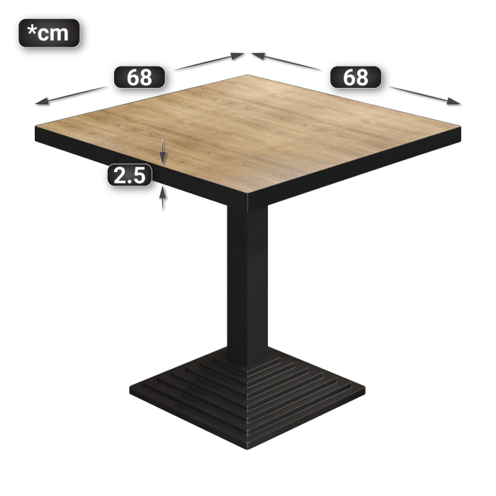 BPY | Bistrobord | 70 x 70 x 78,5 cm | Firkantet | Eg / Sort