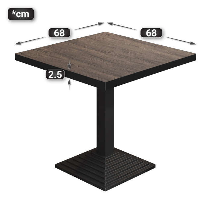 BPY | Bistrobord | 70 x 70 x 78,5 cm | Firkantet | Lys Wenge / Sort