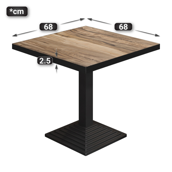 BPY | Bistrobord | 70 x 70 x 78,5 cm | Firkantet | Sheesham / Sort