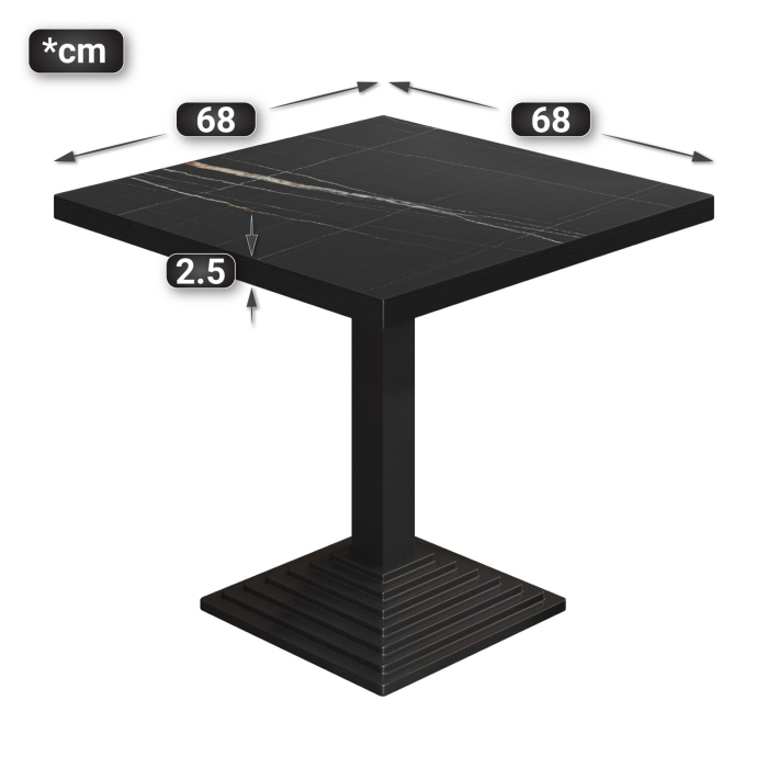 BPY | Bistrobord | 70 x 70 x 78,5 cm | Firkantet | Sort marmor / Sort BPY | Bistrobord | 70 x 70 x 78,5 cm | Firkantet | Sort marmor / Sort