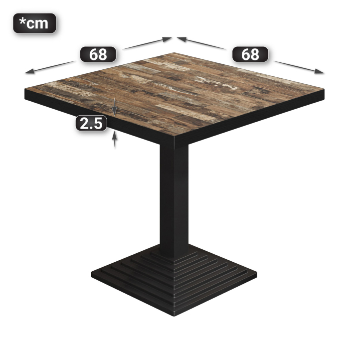 BPY | Bistrobord | 70 x 70 x 78,5 cm | Firkantet | Vintage Old / Sort BPY | Bistrobord | 70 x 70 x 78,5 cm | Firkantet | Vintage Old / Sort