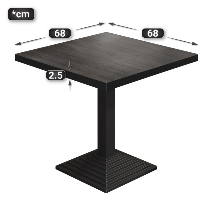 BPY | Bistrobord | 70 x 70 x 78,5 cm | Firkantet | Wenge / Sort