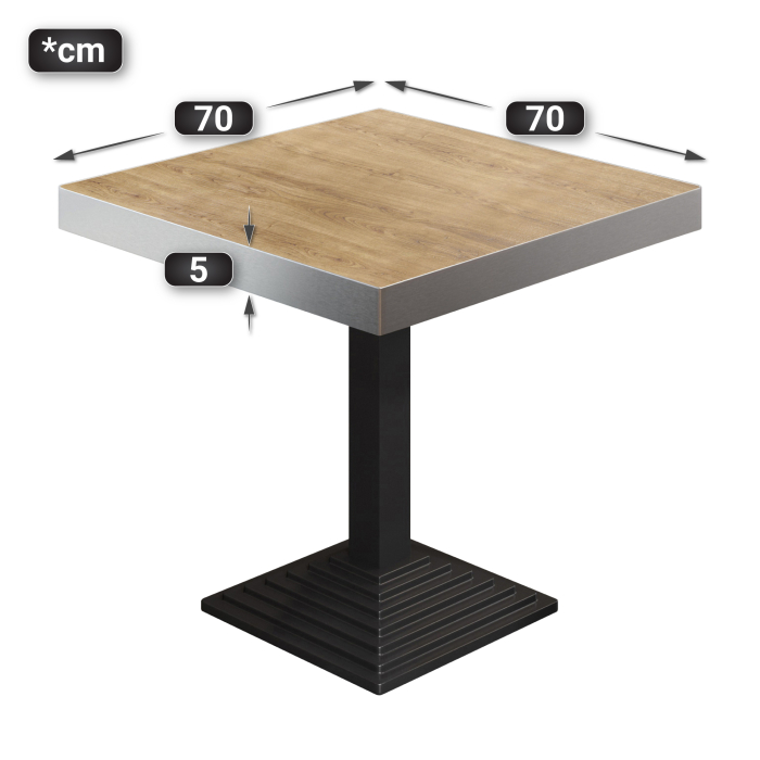 BPY | Bistrobord | 70 x 70 x 81 cm | Firkantet | Eg / Sort