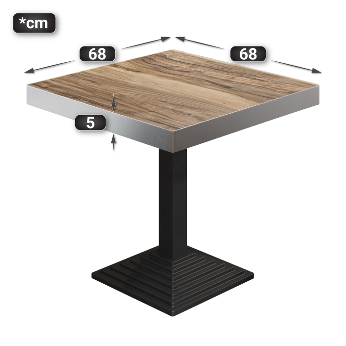 BPY | Bistrobord | 70 x 70 x 81 cm | Firkantet | Sheesham / Sort