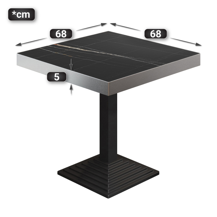 BPY | Bistrobord | 70 x 70 x 81 cm | Firkantet | Sort marmor / Sort BPY | Bistrobord | 70 x 70 x 81 cm | Firkantet | Sort marmor / Sort