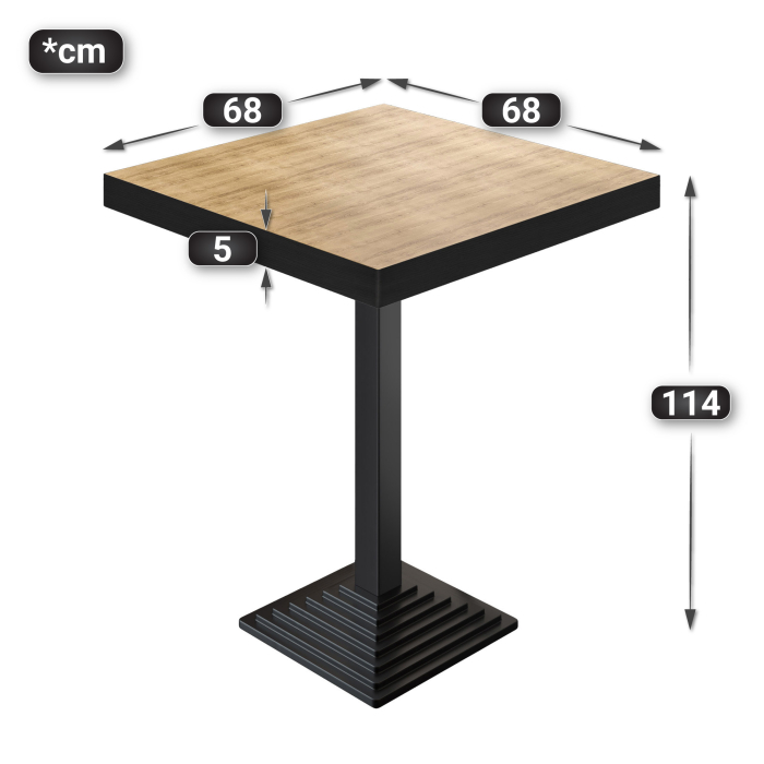 BPY | Bistro Stehbord | 70 x 70 x 114 cm | Svart kant | Firkantet | Eik / Svart BPY | Bistro Stehbord | 70 x 70 x 114 cm | Svart kant | Firkantet | Eik / Svart