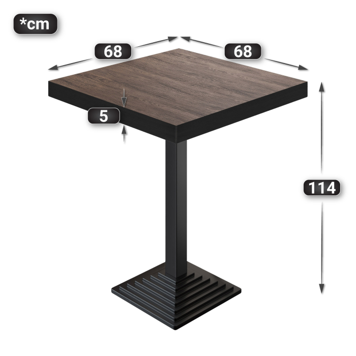 BPY | Bistro Stehtisch | 70 x 70 x 114 cm | Svart Kant | Firkantet | Lys Wenge / Svart BPY | Bistro Stehtisch | 70 x 70 x 114 cm | Svart Kant | Firkantet | Lys Wenge / Svart