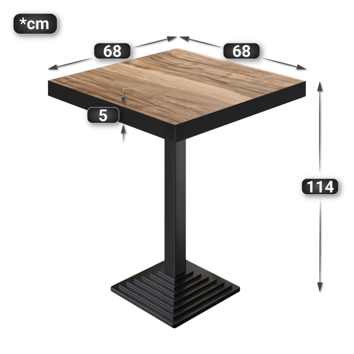 BPY | Bistro Stehbord | 70 x 70 x 114 cm | Svart kant | Firkantet | Sheesham / Svart BPY | Bistro Stehbord | 70 x 70 x 114 cm | Svart kant | Firkantet | Sheesham / Svart