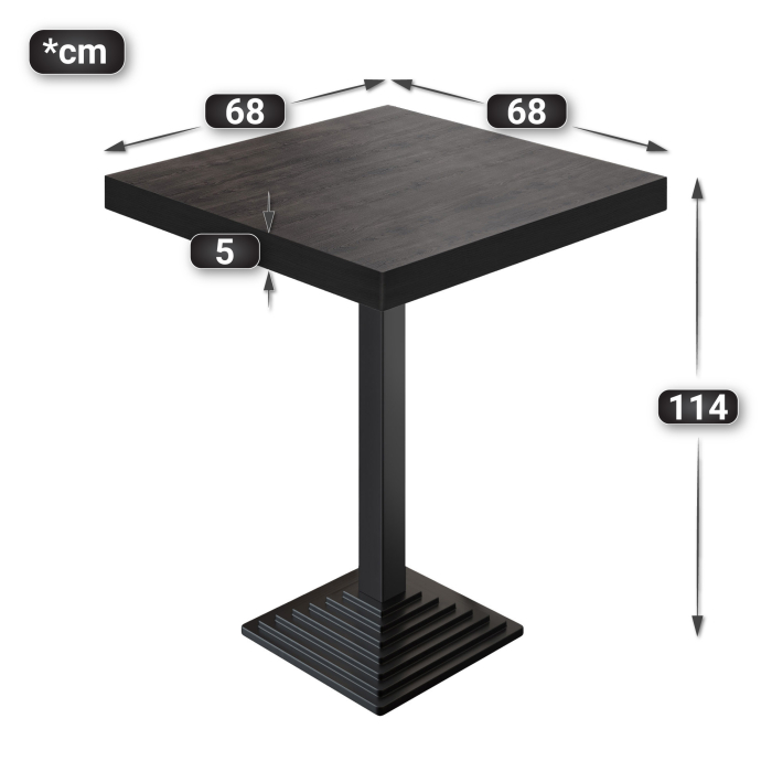 BPY | Bistrosstebord | 70 x 70 x 114 cm | Sort kant | Firkantet | Wenge / Sort BPY | Bistrosstebord | 70 x 70 x 114 cm | Sort kant | Firkantet | Wenge / Sort