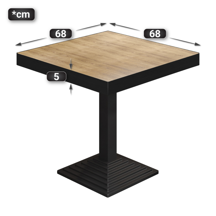 BPY | Bistrobord | 70 x 70 x 81 cm | Firkantet | Eg / Sort