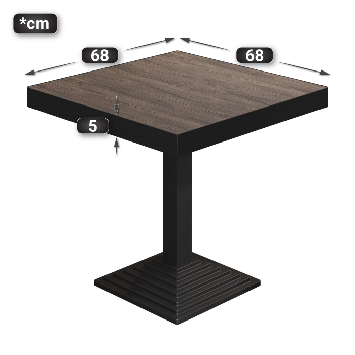 BPY | Bistrobord | 70 x 70 x 81 cm | Firkantet | Lys Wenge / Sort