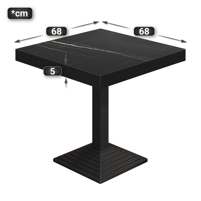 BPY | Bistrobord | 70 x 70 x 81 cm | Firkantet | Sort marmor / Sort BPY | Bistrobord | 70 x 70 x 81 cm | Firkantet | Sort marmor / Sort