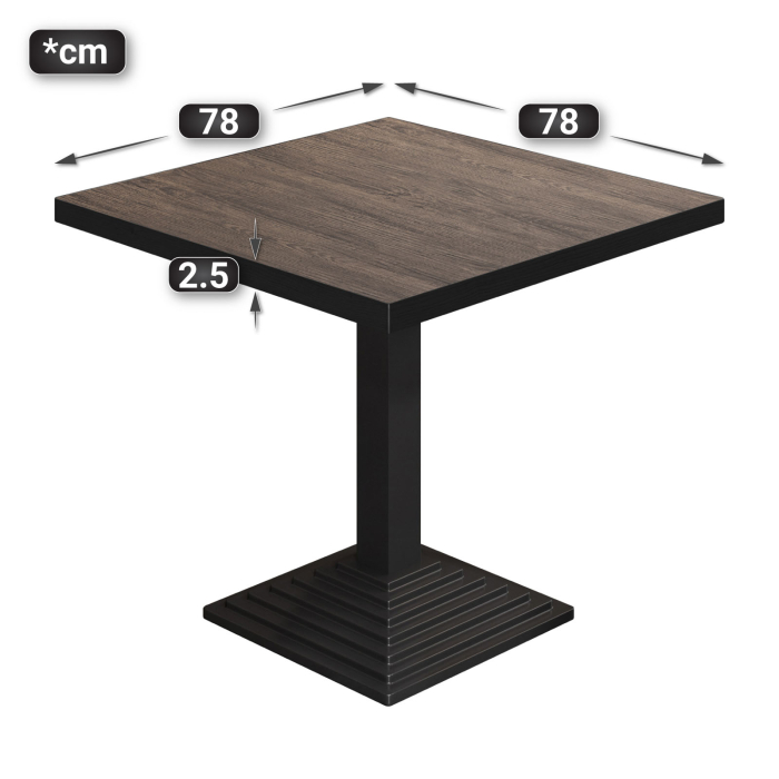 BPY | Bistrobord | 80 x 80 x 78,5 cm | Firkantet | Lys Wenge / Sort