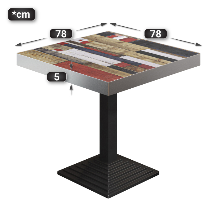 BPY | Bistro Table | 80 x 80 x 81 cm | Square | Vintage Colourful / Black BPY | Bistro Table | 80 x 80 x 81 cm | Square | Vintage Colourful / Black