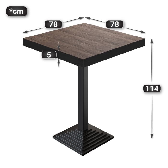 BPY | Bistro Stehtisch | 80 x 80 x 114 cm | Svart kant | Firkantet | Lys Wenge / Svart BPY | Bistro Stehtisch | 80 x 80 x 114 cm | Svart kant | Firkantet | Lys Wenge / Svart