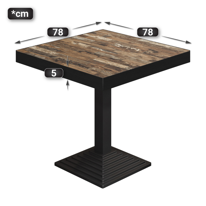 BPY | Bistro Table | 80 x 80 x 81 cm | Square | Vintage Old / Black