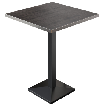 BPA | Bistro Bar Table | 80 x 80 x 112 cm | Stainless Steel Edge | Square | Wenge / Black