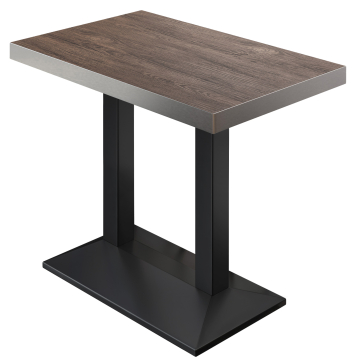 BPA | Bistro Pöytä | 110 x 60 x 114 cm | Ruostumaton teräs reuna | Suorakulmainen | Light Wenge / Musta