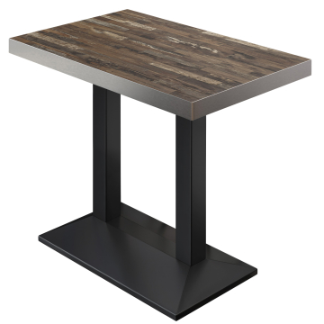 BPA | Bistro Pöytä | 110 x 60 x 114 cm | Ruostumaton teräsreunus | Suorakulmainen | Vintage Old / Musta