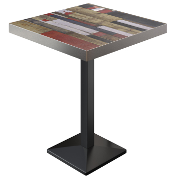 BPA | Bistro Stehbord | 80 x 80 x 114 cm | Rustfrit stål kant | Firkantet | Vintage Farveret / Sort