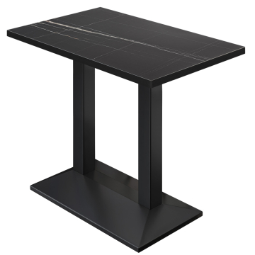 BPA | Bistro Steheksbord | 110 x 60 x 112 cm | Svart kant | Rektangulær | Svart marmor / Svart