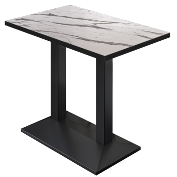 BPA | Bistro Stehtisch | 110 x 60 x 112 cm | Svart kant | Rektangulær | Hvit marmor / Svart