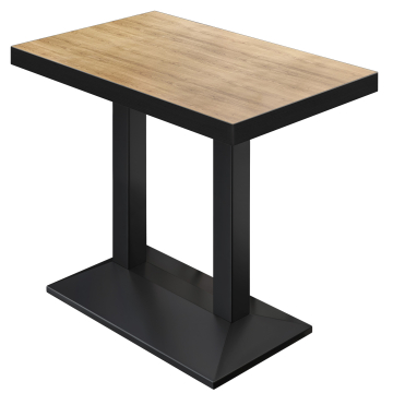 BPA | Bistro Stehtisch | 110 x 60 x 114 cm | Schwarzer Rand | Rechteckig | Eiche / Schwarz