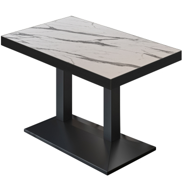 BPA | Bistro Table | 110 x 60 x 81 cm | Rectangular | White Marble / Black