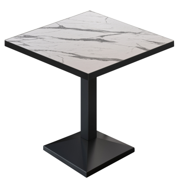 BPA | Bistro Table | Square | 80 x 80 x 78.5 cm | White Marble / Black