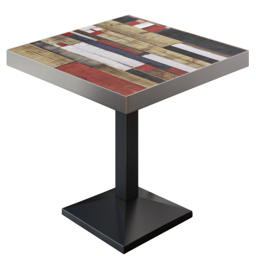 BPA | Bistro Table | Square | 80 x 80 x 81 cm | Vintage Colourful / Black
