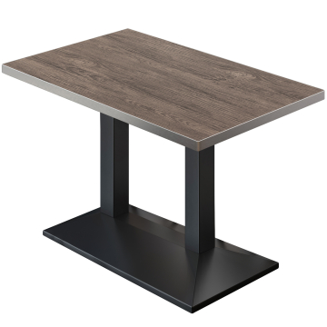 BPA | Bistro Tisch | 110 x 60 x 78,5 cm | Rechteckig | Edelstahl Rand | Light Wenge / Schwarz