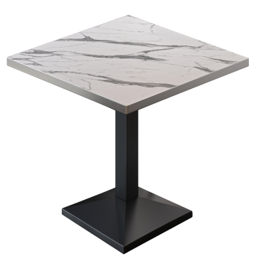 BPA | Bistro Tisch | Quadratisch | Edelstahl Rand | 60 x 60 x 78,5 cm | Weiß Marmor / Schwarz